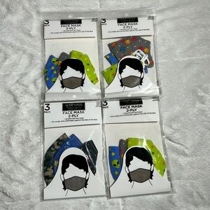 Face Mask Lot of 4 (3 pack) CVS Wellness toddler boy fabric mask age 2-4 NEW